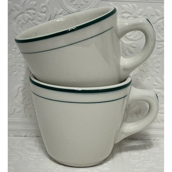 Shenango China Green Stripe Mugs 3" Inch tall Set Of 2 - Picture 8 of 8